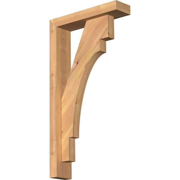 Ekena Millwork Merced Block Smooth Bracket w/ Offset Brace, Western Red Cedar, 3 1/2"W x 14"D x 26"H BKT0402X14X26MRC05SWR - main
